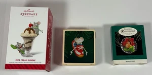 Hallmark Andenken Mäuse Creme Eisbecher Weihnachtsschmuck 3 Stück - Bild 1 von 1