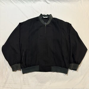 Vintage GENELLI Bomberjacke schwarz strukturiert Seide Größe XL Sopranos - Bild 1 von 18
