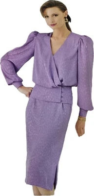 1980s Peplum Skirt Suit MOB Puff Sleeve Leg Mutton Sewing Pattern Butterick 5523 - Image 1 of 3