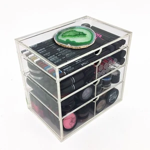 NEW! DELUXE MAKEUP ORGANIZER - ACRYLIC 4 TIER DRAWER COSMETIC DISPLAY CASE AGATE - Picture 1 of 3