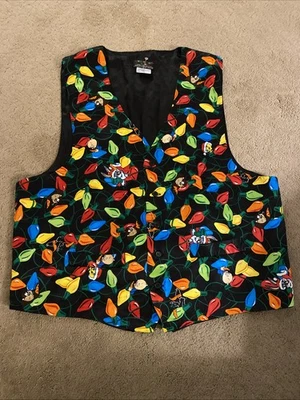 NWOT LOONEY TUNES MANIA 100% SILK CHRISTMAS VEST TWEETY/TAZ/BUGS/ PORKY PIG L/XL - Image 1 of 4