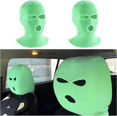 2 PCS Car Headrest Cover, Personalized Funny Car Seat Full Face Mask, Ski Mask W - Image 1 of 4