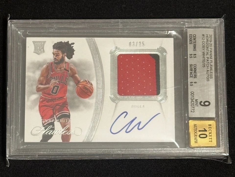 2019-20 Flawless Coby White RPA RC Rookie GU 2-Color Patch /25 BGS 9 w/ 10 AUTO - Image 1 of 2