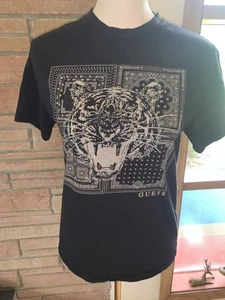 Guess T-Shirts Strass Tiger Paisley schwarz 100 % Baumwolle Unisex Small - Bild 1 von 6