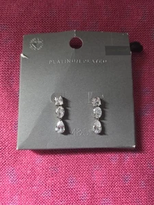 M&S Platinum Plated Cubic Zirconia Earrings - Picture 1 of 6