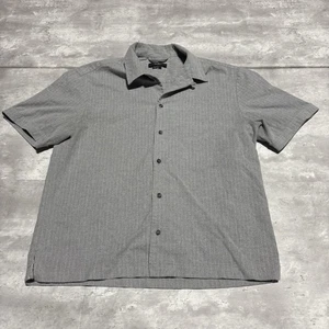 Twenty Montreal Button Up Shirt Men's Large Gray Striped Loop Collar Canada Made - Picture 1 of 9