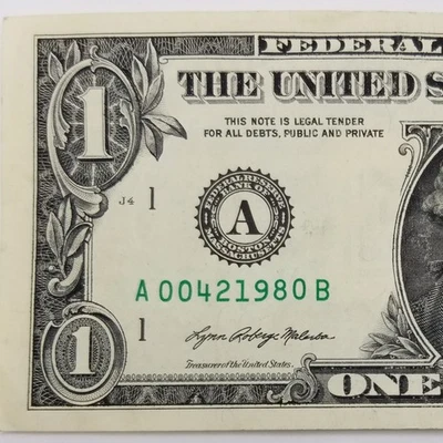 Birthday Note April 2, 1980 Serial Number Boston Ink Error Dollar 2021 A B - Image 1 of 4
