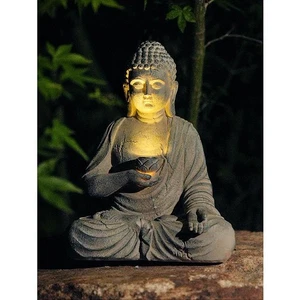 Harz Solar Buddha Statue Skulptur Gartendeko Licht Zen Asiatisch Japanisch Garten - Bild 1 von 24