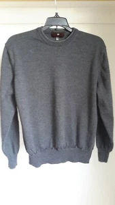 Toscano Mens Size L Pullover Sweater 100% Merino Wool Dark Gray Crew Neck EUC - Picture 1 of 12
