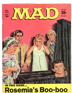 Mad Magazine #  124 January 1969 Rosemia's Boo Boo Movie Movie Satire Humor - Imagen 1 de 3