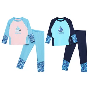 Kids Swimsuit Party Rash Guard Pool Swimwear Costumes Swimming Tops And Pants - Picture 1 of 33
