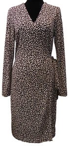 Neu mit Etikett Ann Taylor Tiermotiv Gepard Wickelkleid Langarm Größe 12P - Bild 1 von 6