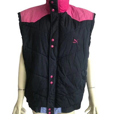 Chaleco Chaqueta Vintage Puma Mujer Rosa Sin Mangas Cuello Simulado Cremallera Completa Talla Grande Foto 1 de 4