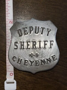 Vtg Silver Tone Deputy Sheriff Cheyenne Western Lawman Badge Movie Prop NEW - Picture 1 of 2
