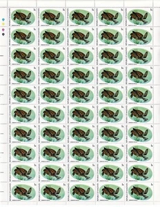 Malediven, 1980, kompletter Bogen mit 50 postfrischen Briefmarken, Schildkröte, Sc. 841 - Bild 1 von 2