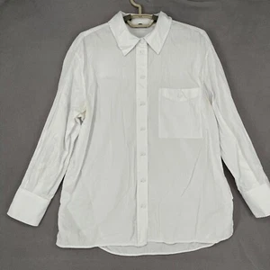 Country Road Shirt Womens 10 White Collared Button Blouse Top Long Sleeve - Picture 1 of 16