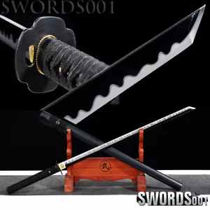 cool Japanese Ninja Sword Chinese Tang Dynasty Sword MANGANESE STEEL Black blade - Picture 1 of 12
