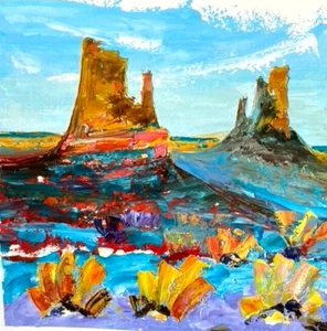10" Original Oil Painting Grand Canyon Art Landscape Modern Mountain Textured - Picture 1 of 10
