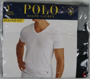 Ralph Lauren Polo 3 pack Grey Black Classic V-Neck T-shirts Tee NWT - Picture 1 of 1