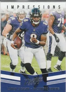 LAMAR JACKSON 2019 Prestige IMPRESSIONS INSERTO FOOTBALL CARD BALTIMORE RAVENS LE - Foto 1 di 2