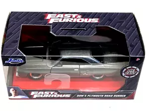 Jada 1/32 Fast & Furious Dom's Plymouth Road Runner Silver Model Car New - Picture 1 of 11
