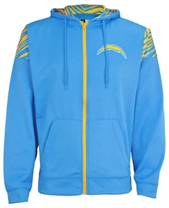 Sudadera con capucha Zubaz NFL para hombre Los Angeles Chargers estampado de cebra polar cremallera completa - Imagen 1 de 8