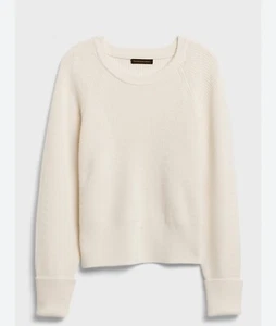 Banana Republic Womens L Ivory Responsible Wool Sweater 100% Merino Washable - Picture 1 of 14