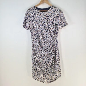 Laura Ashley dress womens 14 pencil navy blue floral vintage silk 113063 - Picture 1 of 9