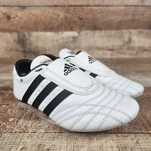 Adidas Taekwondo Shoes Youth Sz 5.5 Martial Arts Indoor White Black Stripes TKD - Picture 1 of 10
