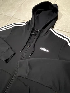 Adidas Hombre’s Climate Sudadera 3 Rayas Cremallera Completa Sudadera con Capucha Negra Hombre’s Talla M - Imagen 1 de 7