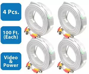 4 x 100 Feet Video Power Siamese CCTV Cable for Security Cameras System - Picture 1 of 6