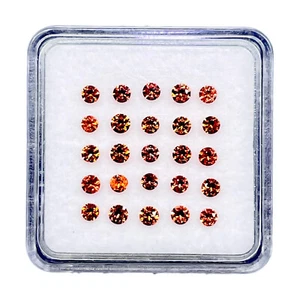 VVS 25 Pcs Natural Orange Sapphire 2mm Round Diamond Cut Loose Gemstones Lot - Picture 1 of 11