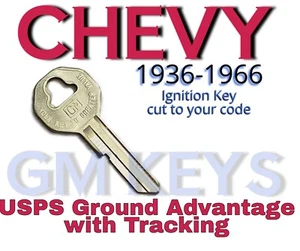 1936-1966 GM Chevy Chevrolet Ignition Key Cut to Code 8751-9000 - Foto 1 di 3