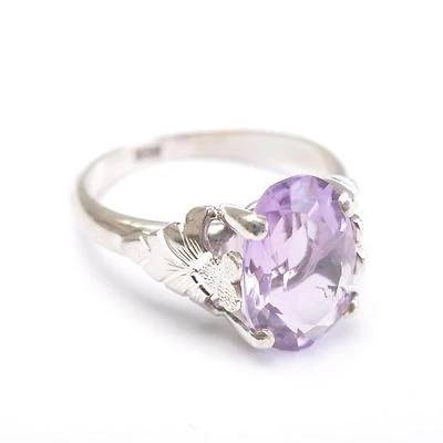 Art Deco Anello Argento Con Lilla Ametista, Misura-Anello 57 - Immagine 1 di 4