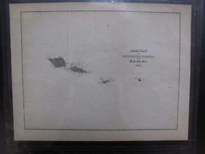 Mapa antiguo Islas Samoa del Pacífico o Navegantes Tatuila Upolu Savaii Rosa 1845 Foto 1 de 3