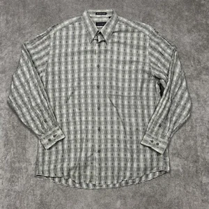 Jhane Barnes Hemd Herren Large Geometrisch Knopfleiste Strukturiert Gewebt In Japan Retro - Bild 1 von 8