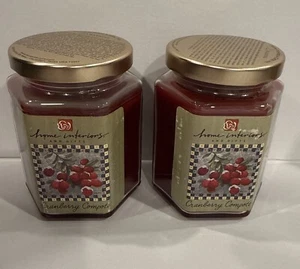 Set Of 2 Vintage Home Interiors Cranberry Compote 7.5 oz Jar Candle - NOS - Picture 1 of 4