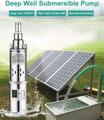 3" Solar Power Water Pump Farm Ranch Submersible Bore Hole Deep Well DC - Image 1 of 4