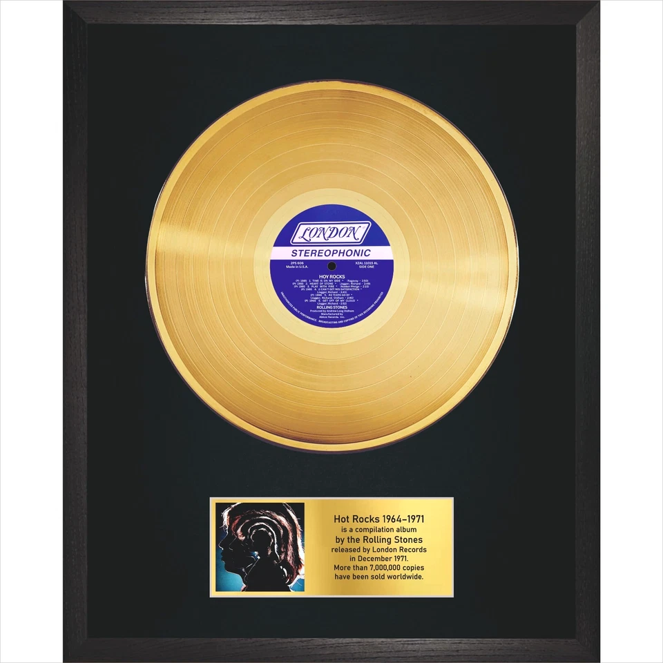 The Rolling Stones – Hot Rocks 1964-1971 / LP Gold 12" / Souvenir in black fram - Image 1 of 4
