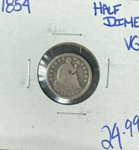 1854 WITH ARROWS SEATED LIBERTY SILVER HALF DIME ~ VG ~NICE COIN~ - Picture 1 of 2