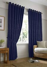 66" Wide x 54" Drop EYELET TIVOLI Pair Of Lined Curtains NAVY BLUE RRP £50  (96