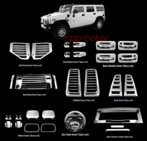 03-05 HUMMER H2 CUBIERTA CROMADA BORDE 36 PIEZAS COMBO MANIJA PUERTA ESPEJO CAPUCHA VENTILACIÓN - Imagen 1 de 2