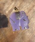 NICE 10k Yellow Gold Elephant Pendant Carved Purple Jade - Chinese Asian Lucky
