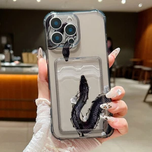Funda blanda con ranura para tarjeta a prueba de golpes Snake para iPhone 16 Pro Max 15 14 13 12 11 - Imagen 1 de 16
