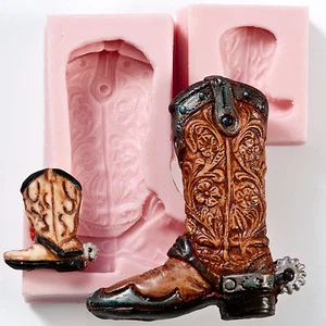 Juego de botas de vaquero molde de silicona fondant chocolate polímero arcilla jabón (207) - Imagen 1 de 4