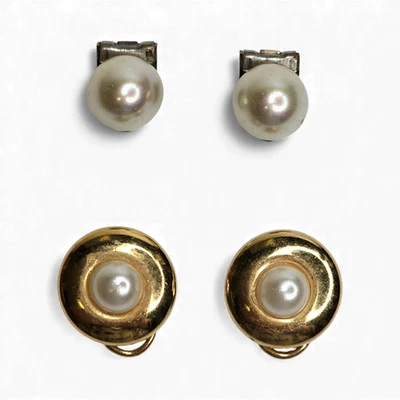 Lote de 2 clips para zapatos vintage tono dorado tono plata perlas de imitación Foto 1 de 4