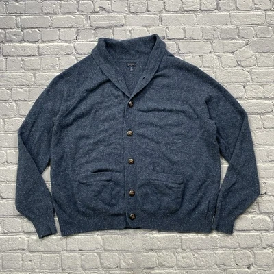 J.CREW Sweater Mens XL Blue Lambswool Blend Button Up Cardigan Fisherman Grandpa - Image 1 of 4