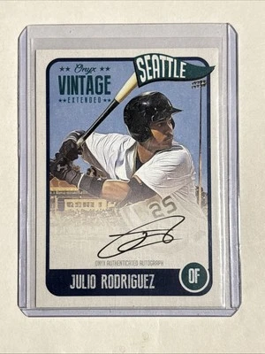 2020 Onyx Vintage Extended Julio Rodriguez Auto black Ink /5 Seattle Mariners SP - Image 1 of 2