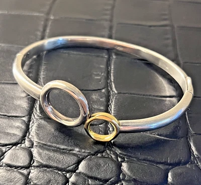 RARE HTF Links of London 20/20 Silver & 18ct Yellow Gold Bangle Bracelet M - Image 1 of 4