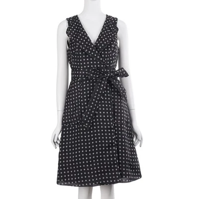 Vestido envolvente colección J.CREW 4 negro lunares seda organza sin mangas cinturón de corbata Foto 1 de 4